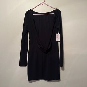 Black open back dress